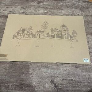 Crate & Barrel 3-Piece Laser Cut Wood Village Set in Original Box (2015)